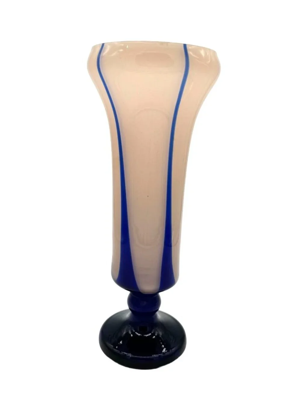 Vtg Kralik Bambas Blue Pink Art Deco Glass Vase Czech 11